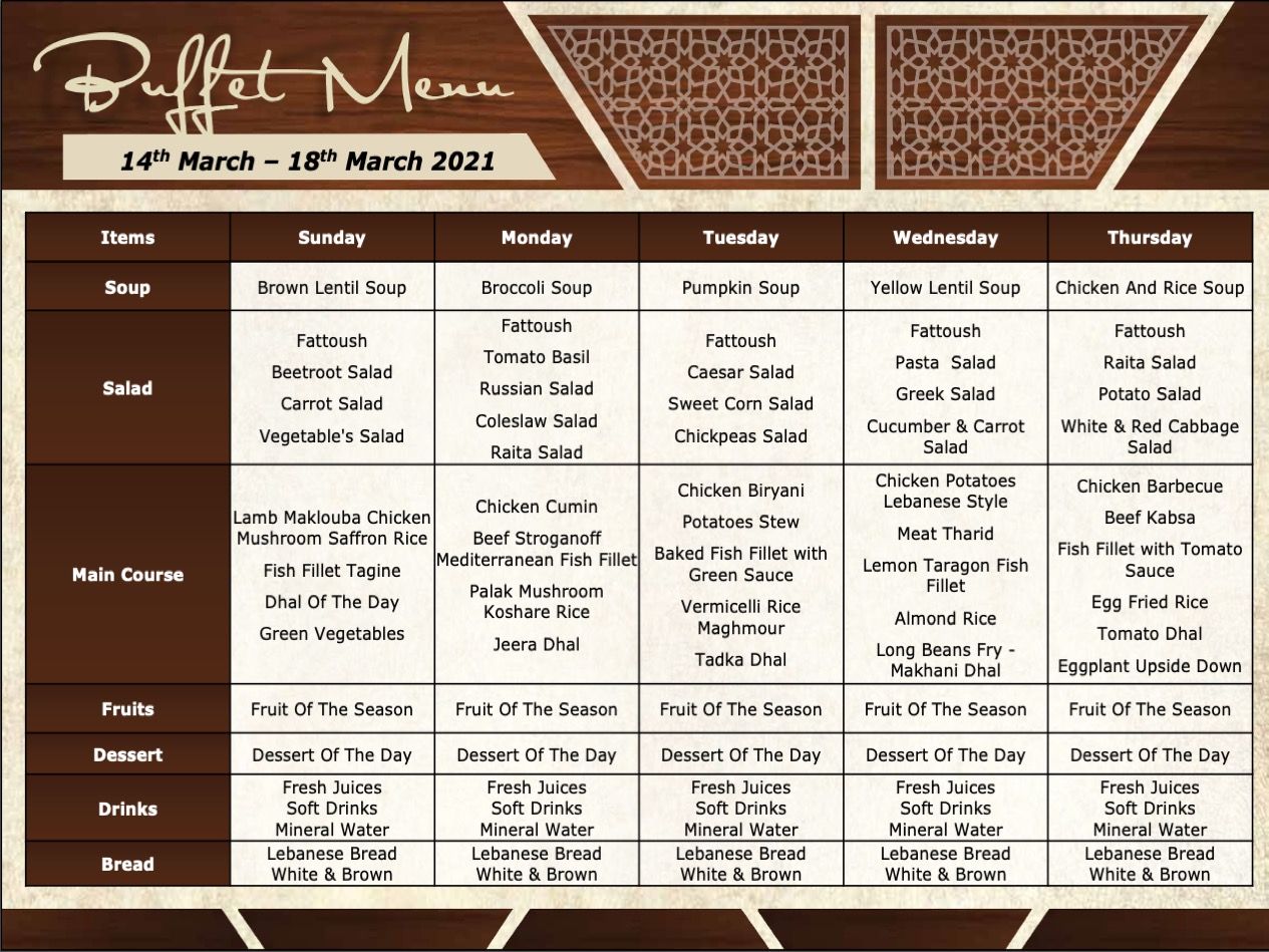 Buffet Menu